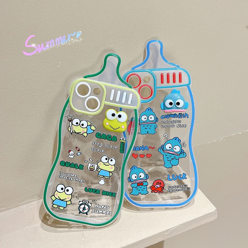Fun creative 3D baby bottle Sanrio Keroppi hangyodon Phone Case For Iphone 11 12 13 Pro Max X Xs Xr Transparent Silicone Cover 
Fun creative 3D baby bottle Sanrio Keroppi hangyodon Phone Case For Iphone 11 12 13 Pro Max X Xs Xr Transparent Silicone Cover