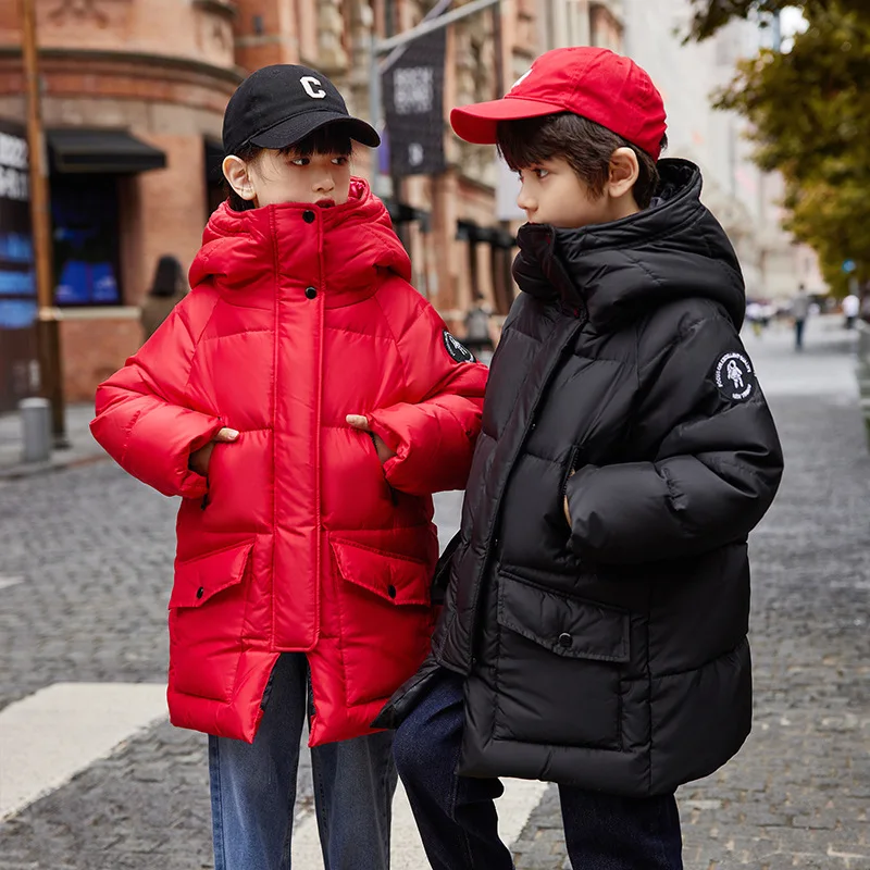 Winter new children clothes Boys black hooded warm eiderdown coat Girls' red waterproof down jacket Winter protective clothing
Winter new children clothes Boys black hooded warm eiderdown coat Girls' red waterproof down jacket Winter protective clothing