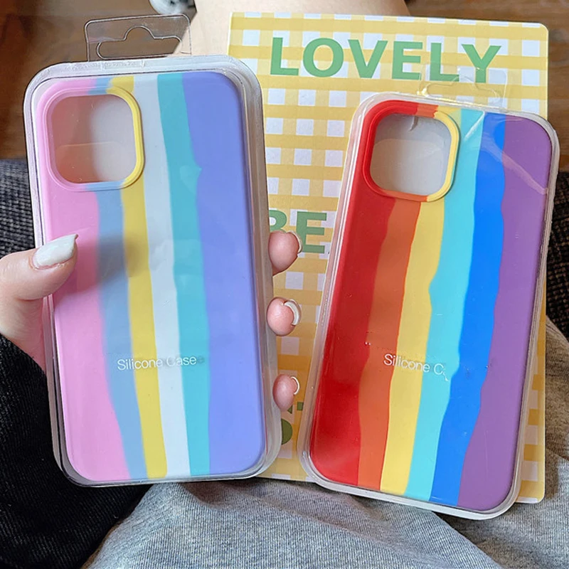 Original Rainbow Color Case for Apple IPhone 13 12 Pro Max 11 6 7 8 Plus Mini XS XR Brand Gradient Silicone Official Logo Cover
Original Rainbow Color Case for Apple IPhone 13 12 Pro Max 11 6 7 8 Plus Mini XS XR Brand Gradient Silicone Official Logo Cover
