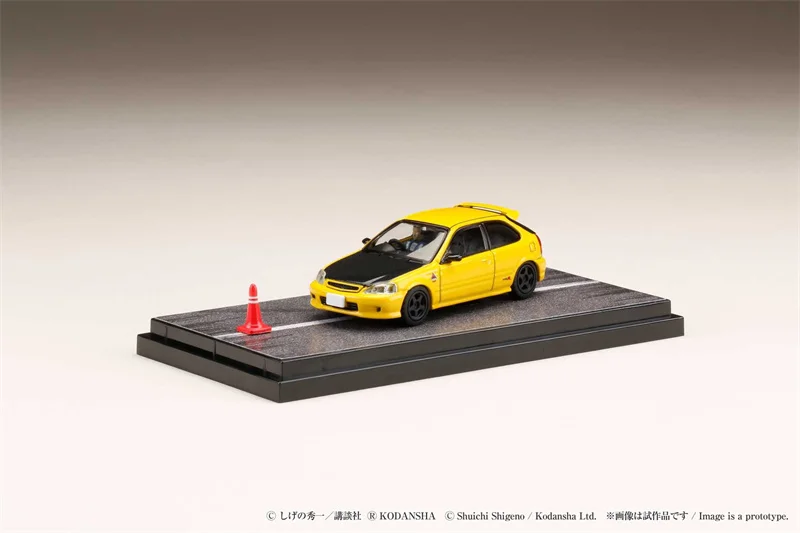 

**Pre-Order** Hobby Japan 1:64 Honda Civic EK9 INITIAL D Todo-Juku Tomoyuki Tachi Yellow Diecast Model Car