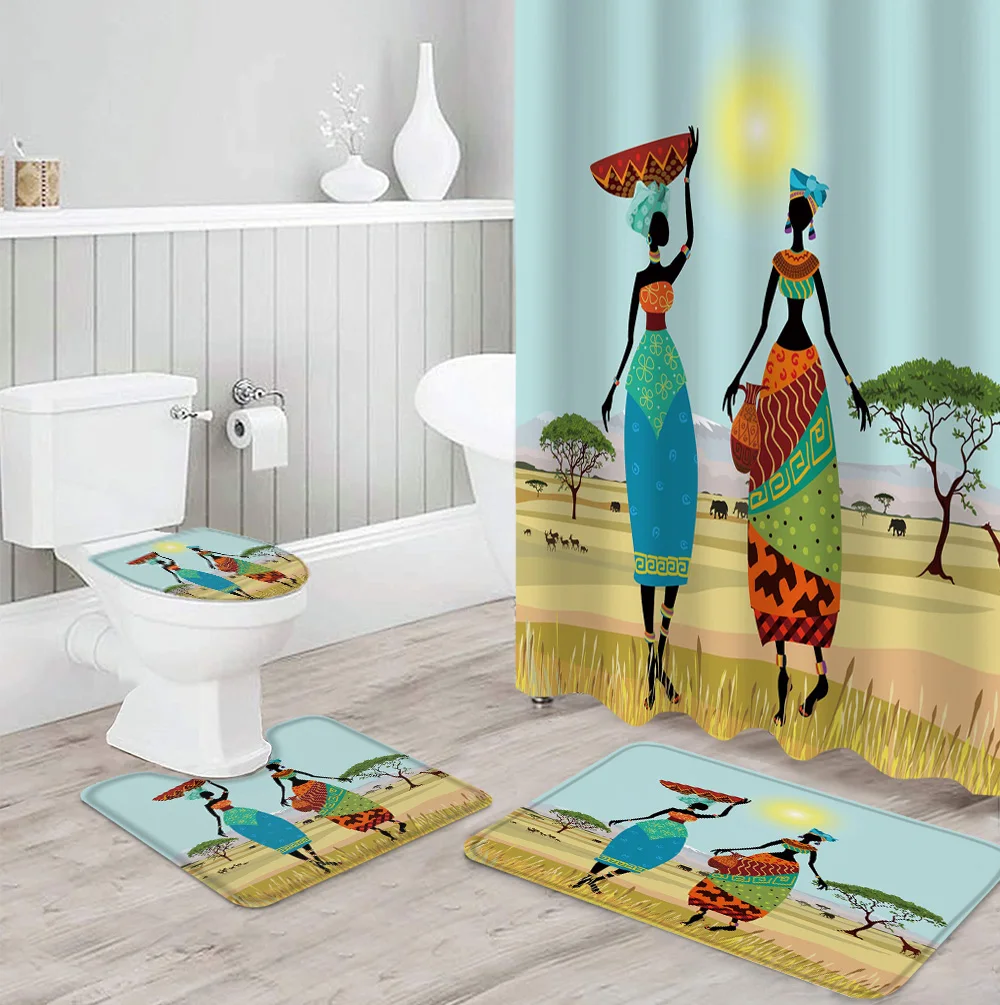 Африканская Женская этническая душевая занавеска с изображением жирафа и слона, набор с покрытием на ковер, крышка для унитаза, коврик для в...
Африканская Женская этническая душевая занавеска с изображением жирафа и слона, набор с покрытием на ковер, крышка для унитаза, коврик для в...
