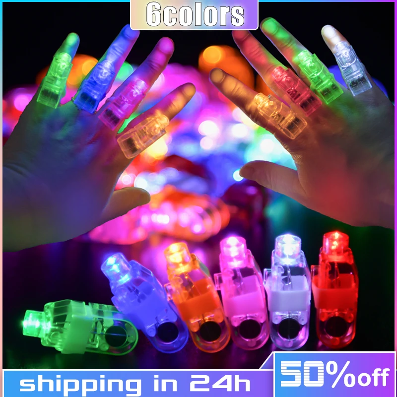

30/60/120/200/300 Pieces LED Finger Lights 6 Color Finger Flashlights for Kids Birthday Party Supplies Rave Laser Assorted Toys