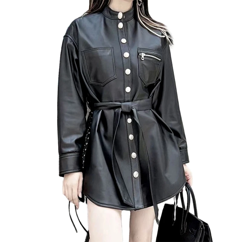 Куртка женская однобортная из овечьей кожи, Пиджак Приталенный со шнуровкой и поясом на завязках, с карманами, FG5852
Куртка женская однобортная из овечьей кожи, Пиджак Приталенный со шнуровкой и поясом на завязках, с карманами, FG5852