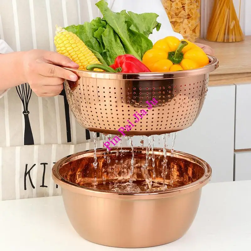 Kitchen Grater Washing Dish Leaking Basin Grater Tray Gold Stainless Steel Grater Basin 3Pcs/set Thickened Drain Basin Household
Kitchen Grater Washing Dish Leaking Basin Grater Tray Gold Stainless Steel Grater Basin 3Pcs/set Thickened Drain Basin Household
