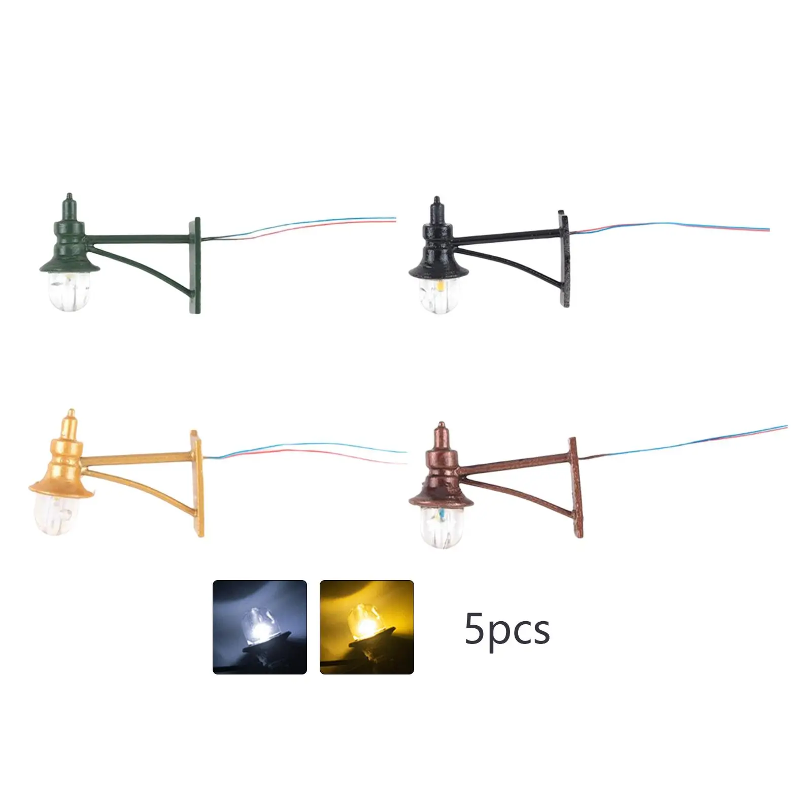 

5 Pieces Mini Streets Lamps Lighting Scenery 1:87 Scale for Accessories