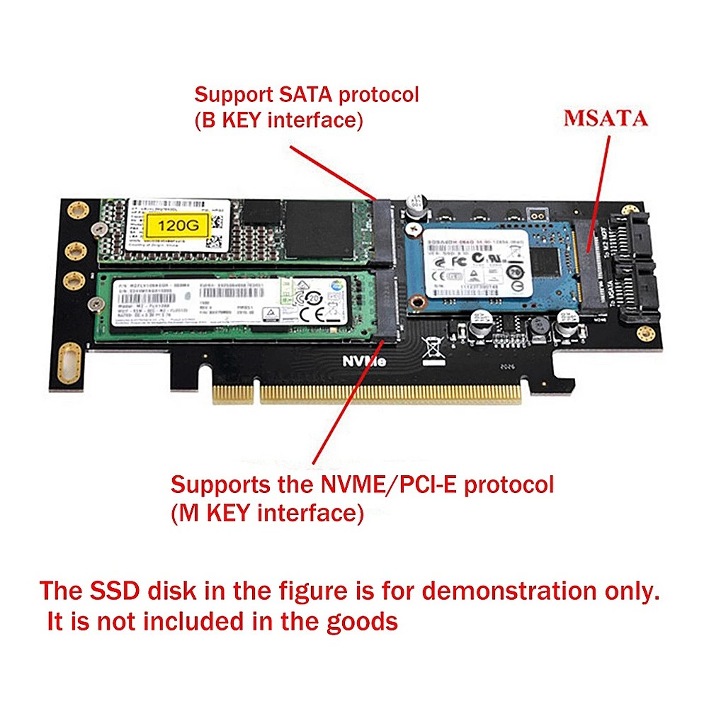 Плата расширения 3 в 1 M2 NVMe SSD NGFF на PCIE 4X
Плата расширения 3 в 1 M2 NVMe SSD NGFF на PCIE 4X