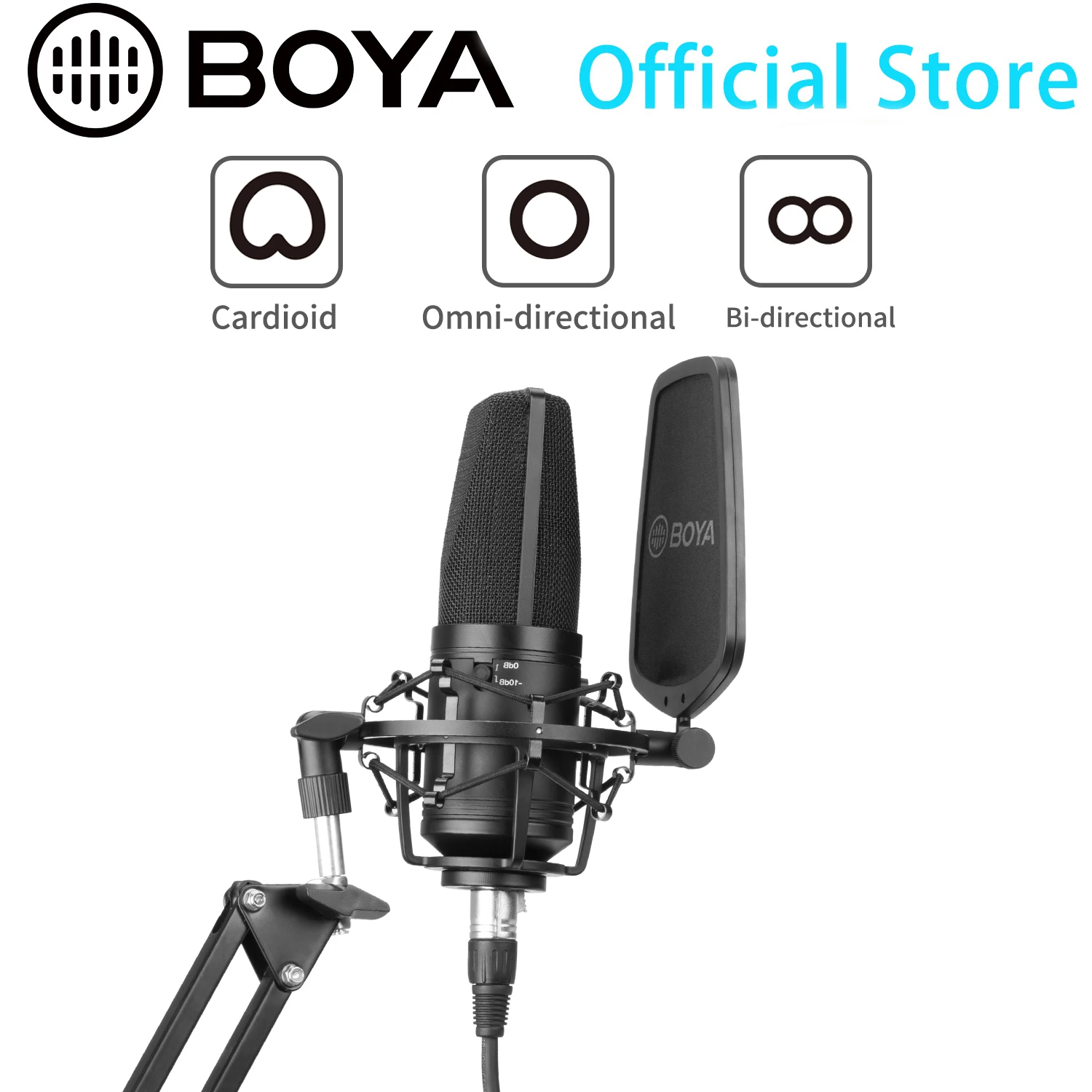 BOYA BY-M1000 Cardioid Large Diaphragm Low-cut Filter Gaming Studio Microphone for Recording Broadcast Youtube Live Streaming
BOYA BY-M1000 Cardioid Large Diaphragm Low-cut Filter Gaming Studio Microphone for Recording Broadcast Youtube Live Streaming