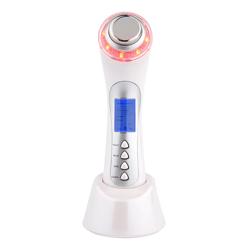 

Facial Massager Skin Renewal System Skin Beauty Care Tool Ultrasonic High Frequency Ion Led Photon Personal Handheld 5 in 1