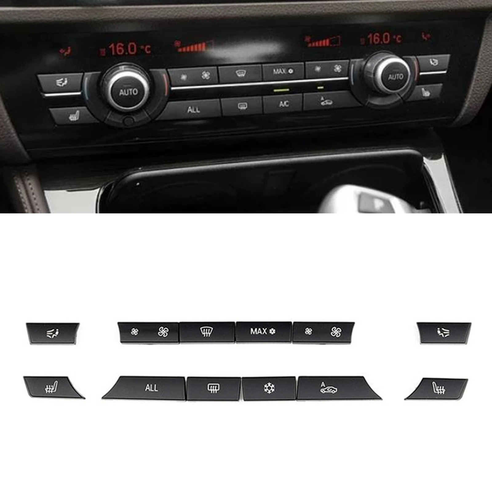 For BMW 5 6 7 Series F01 F02 F10 F07 2007-2016 A/C Heater Switch Repair Kit 12 Key Caps Air Conditioner Vent Knob Button
For BMW 5 6 7 Series F01 F02 F10 F07 2007-2016 A/C Heater Switch Repair Kit 12 Key Caps Air Conditioner Vent Knob Button
