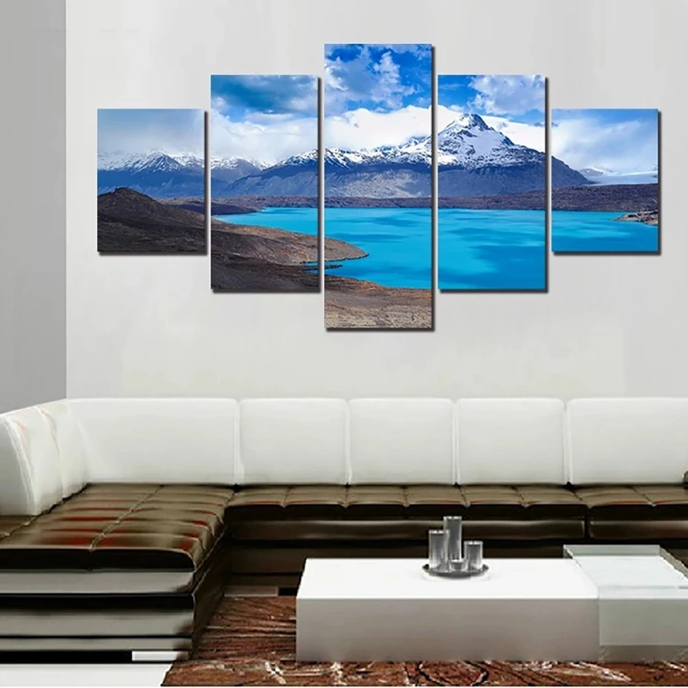 5 Pieces Wall Art Canvas Landscape Poster Clear Lake Blue Sky Endless Snow-Capped Mountains Painting Living Room Home Decoration
5 Pieces Wall Art Canvas Landscape Poster Clear Lake Blue Sky Endless Snow-Capped Mountains Painting Living Room Home Decoration