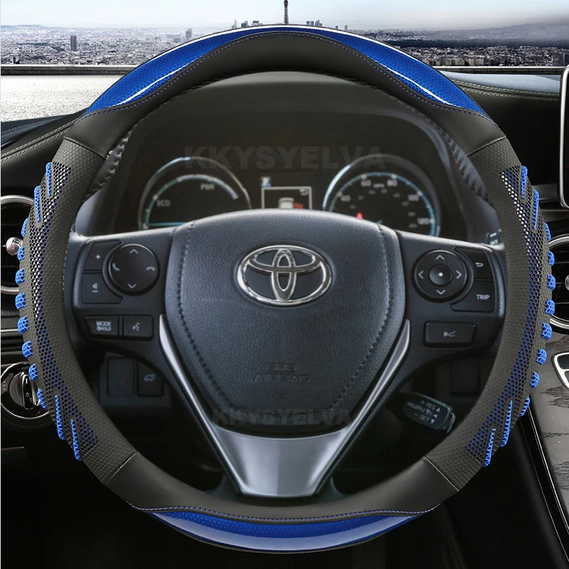 Автомобильный чехол на руль 38 см, кожаный для Toyota Corolla Avensis Yaris Rav4 Hilux Auris 2015 Camry CH-R 2021, автоаксессуары 
Автомобильный чехол на руль 38 см, кожаный для Toyota Corolla Avensis Yaris Rav4 Hilux Auris 2015 Camry CH-R 2021, автоаксессуары