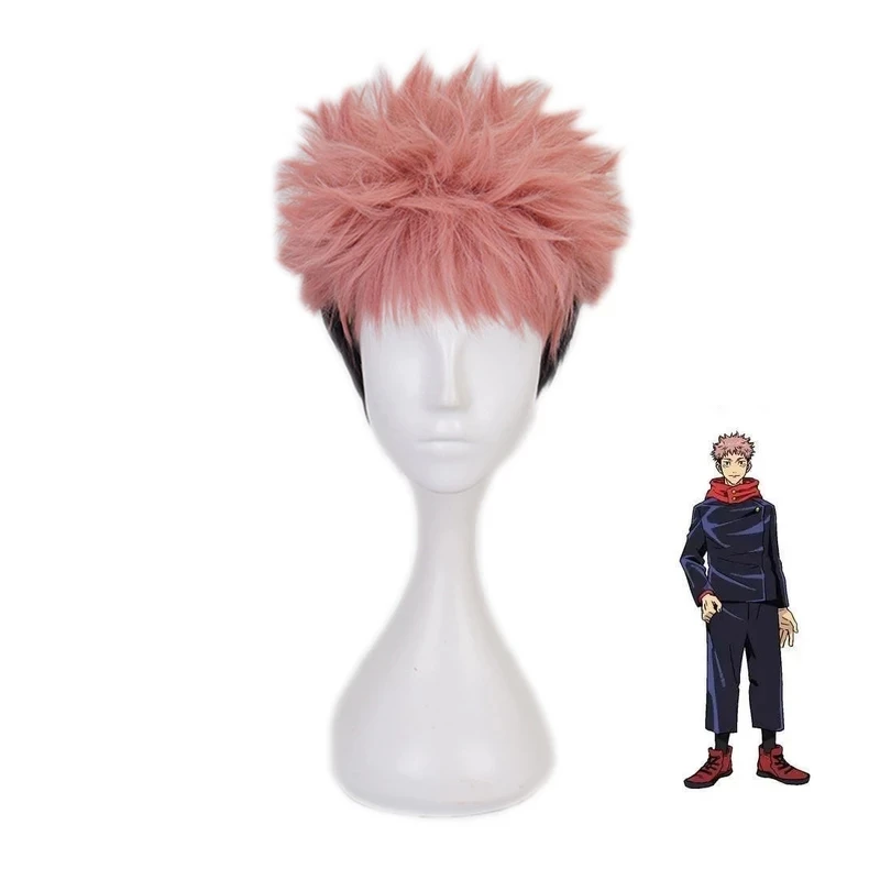 

Парик для косплея юцзютсу кайсена из аниме «juji Itadori», розовые, черные короткие термостойкие волосы, парики