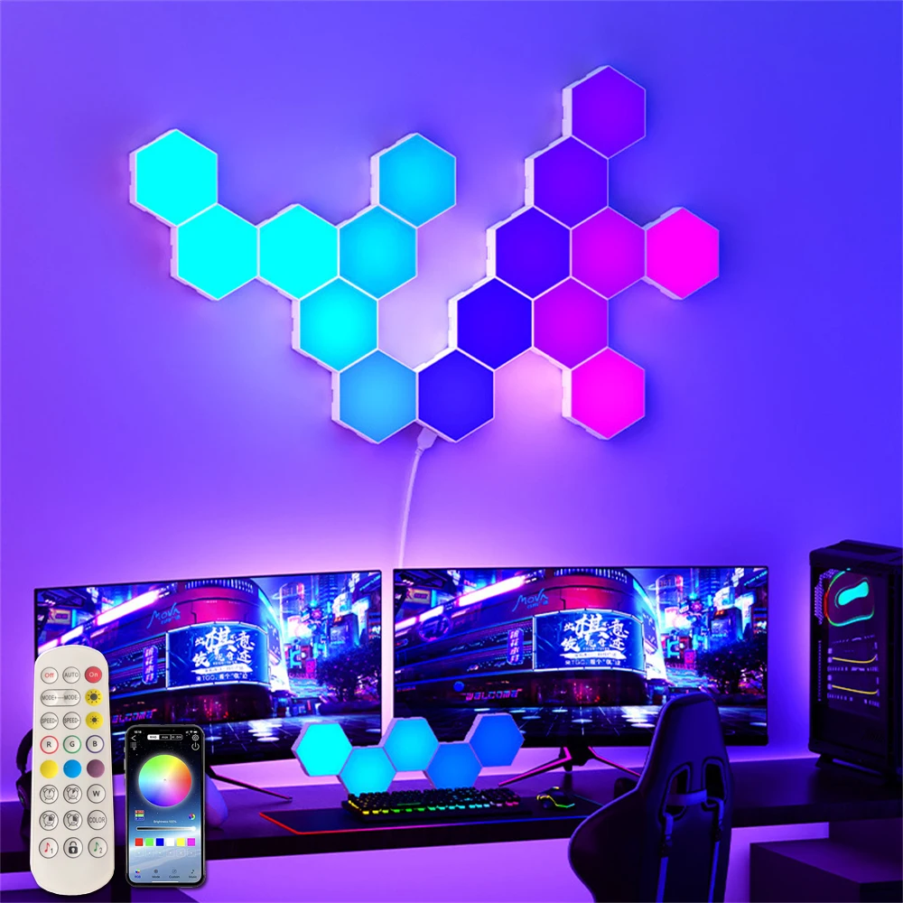 Smart RGB Quantum Lamp Bluetooth APP Control LED Hexagonal Night Lights for Holiday Home Party Bedroom Wall Atmosphere Decor
Smart RGB Quantum Lamp Bluetooth APP Control LED Hexagonal Night Lights for Holiday Home Party Bedroom Wall Atmosphere Decor