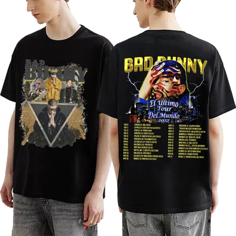 Heavyweight Hip Hop Singer Bad Bunny El Ultimo Tour Del Mundo 2022 Double Sided Print T Shirt Men Women Fashion Loose T-shirts
Heavyweight Hip Hop Singer Bad Bunny El Ultimo Tour Del Mundo 2022 Double Sided Print T Shirt Men Women Fashion Loose T-shirts