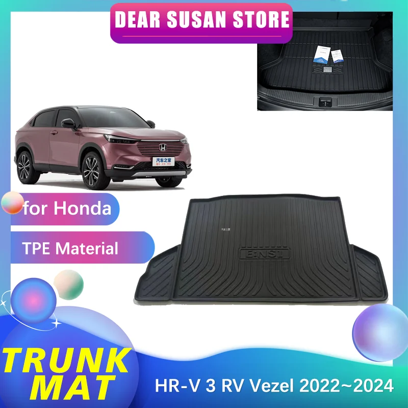 

Специальный автомобильный коврик для багажника для Honda HR-V 3 HRV RV Vezel 2022 2023 2024, водонепроницаемый напольный коврик, задний багажник, аксессуары...
