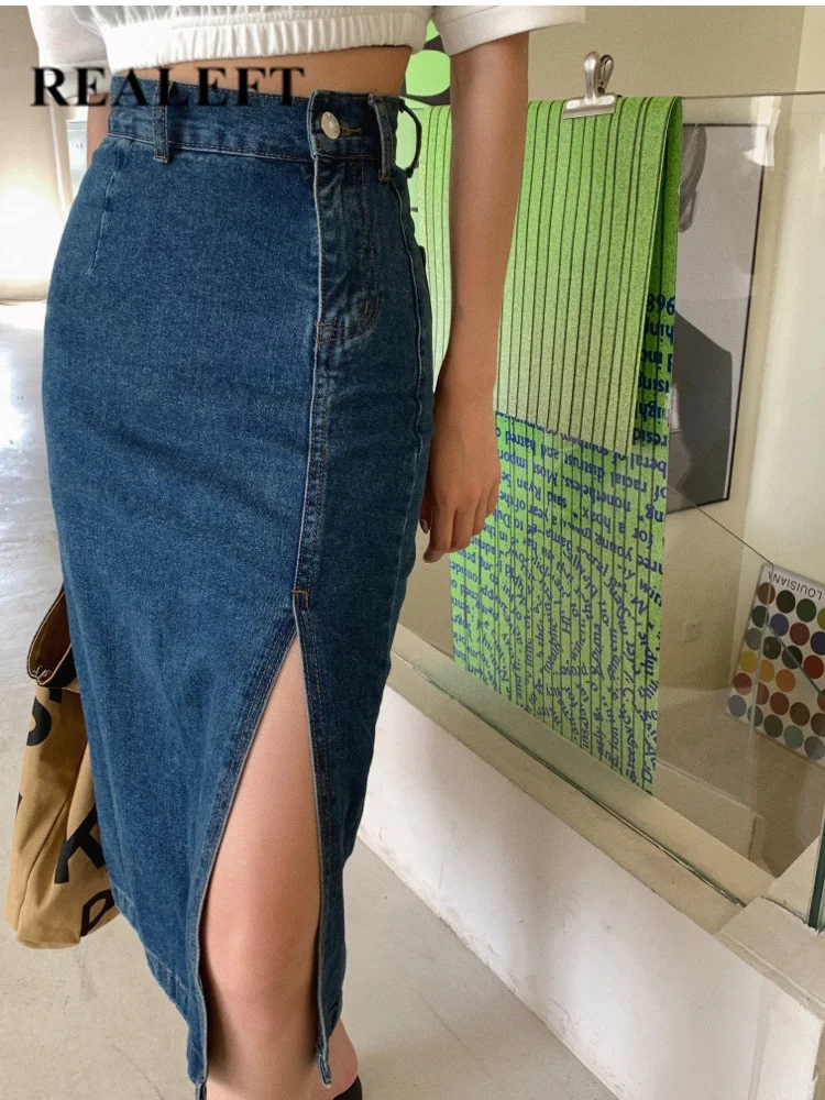 REALEFT Women's Midi Denim Skirt Spring Side Split High Wasit Jeans Skirts Straight Female A-line Pencil Skirt 2022 New Summer
REALEFT Women's Midi Denim Skirt Spring Side Split High Wasit Jeans Skirts Straight Female A-line Pencil Skirt 2022 New Summer