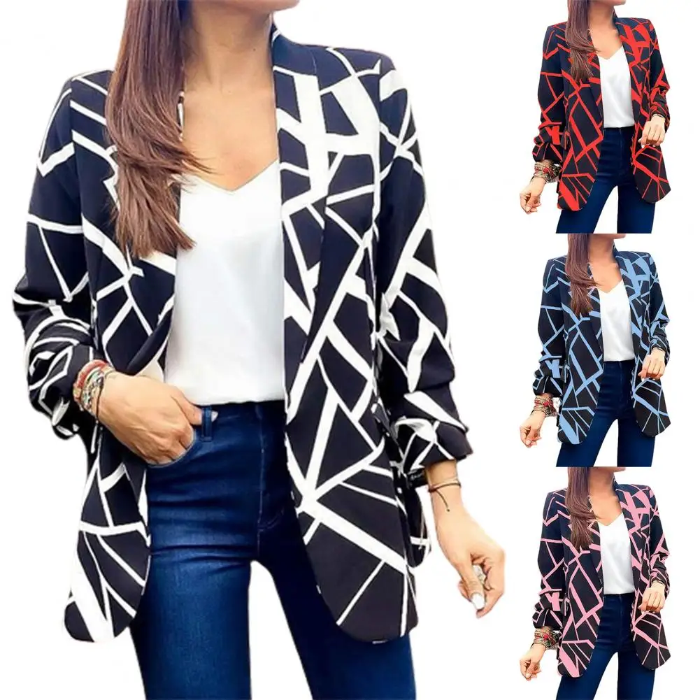 Long Sleeve Single-breasted Placket Flap Pockets Cardigan Blazer Geometric Line Print Lapel Fashion Blazer Outerwear
Long Sleeve Single-breasted Placket Flap Pockets Cardigan Blazer Geometric Line Print Lapel Fashion Blazer Outerwear