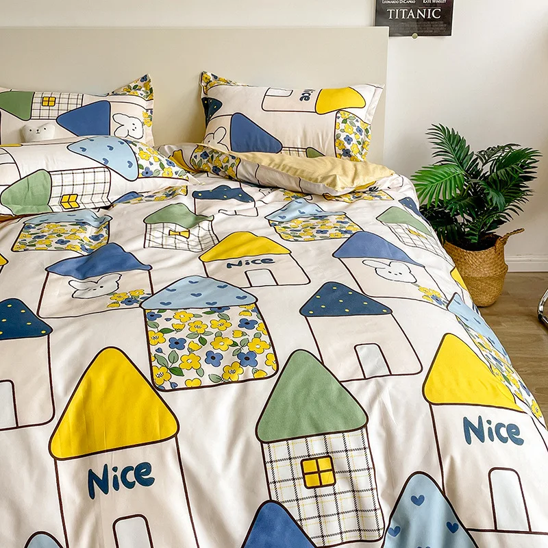 Kids Gift Beddings Cartoon House Bed Cover Set Single Bed 150x200 Duvet Cover Blue White Home Bedding Set Yellow Pink Bedsheet
Kids Gift Beddings Cartoon House Bed Cover Set Single Bed 150x200 Duvet Cover Blue White Home Bedding Set Yellow Pink Bedsheet