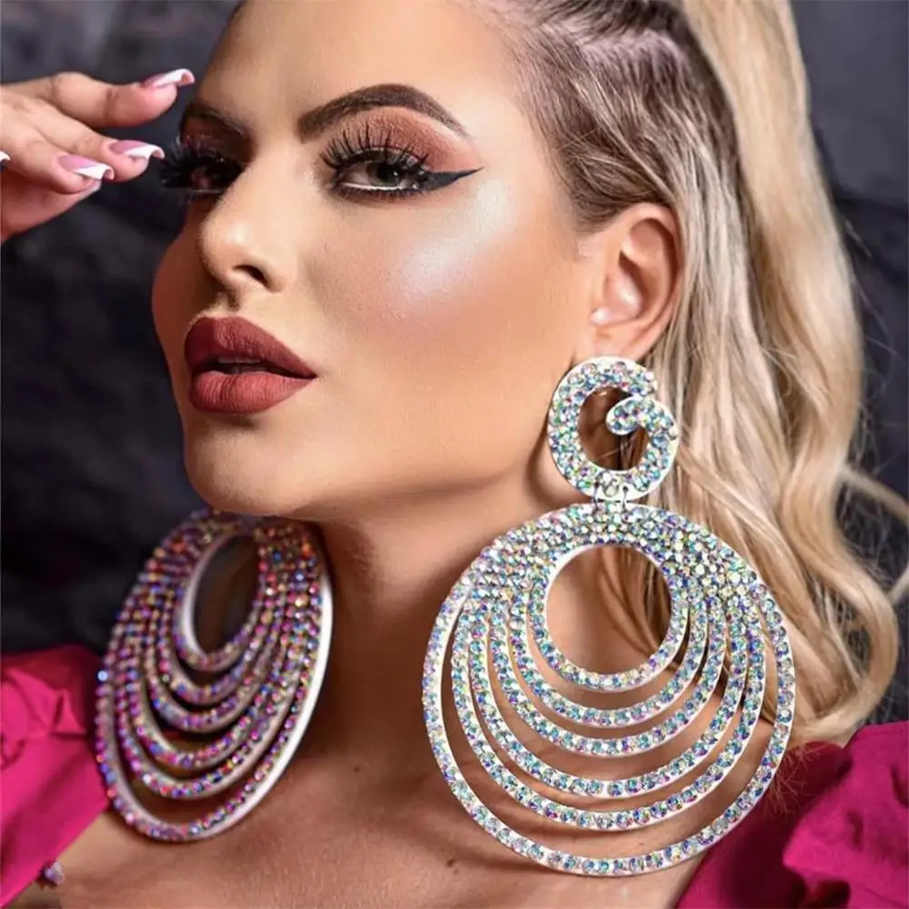 Trendy Exaggerated Round Earrings for Women Boho Crystal Rhinestone Hoop Drop Dangle Earrings Silver Aesthetic Luxury Accessorie
Trendy Exaggerated Round Earrings for Women Boho Crystal Rhinestone Hoop Drop Dangle Earrings Silver Aesthetic Luxury Accessorie