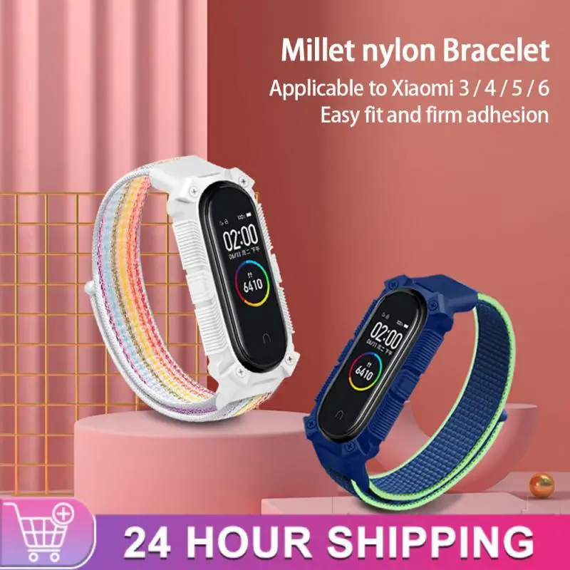 

5.5-8.7 Inches Sports Strap Tpu Replacement Wristband Thickened Multicolor Nylon Strap For Mi Band 6 Wrist Band