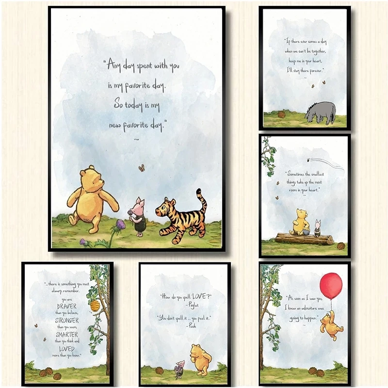 Classic Disney HD Prints Cartoon Home Decor Winnie The Pooh Painting Quotes Poster Cute Bear Wall Art Canvas Modular Pictures
Classic Disney HD Prints Cartoon Home Decor Winnie The Pooh Painting Quotes Poster Cute Bear Wall Art Canvas Modular Pictures
