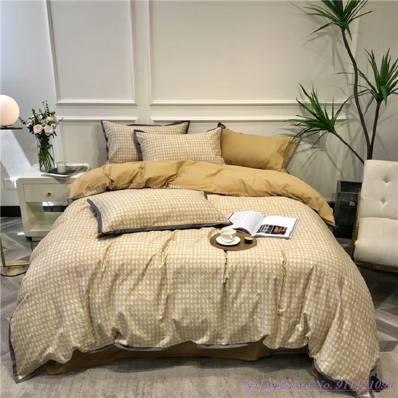 Cool Quality Bedding Set Autumn Winter 80 Double-sided Pure Cotton 4pcs Houndstooth Nordic Light Luxury Bed Llinen Duvet Cover 
Cool Quality Bedding Set Autumn Winter 80 Double-sided Pure Cotton 4pcs Houndstooth Nordic Light Luxury Bed Llinen Duvet Cover