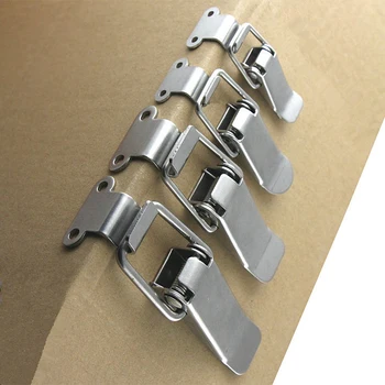 Stainless Steel Spring Loaded Draw Toggle Latch Clamp Clip Hasp Latch Catch Clasp 90 Degree Duck-mouth Buckle Hook Lock Clip
