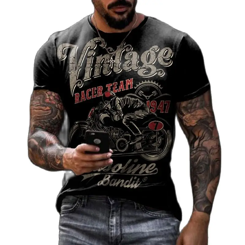 Summer Vintage Men's Motorcycle Oversized T-shirt 3D HD Printed Fashion Racing O-collar Short Sleeve Quick Dry Comfortable Shirt
Summer Vintage Men's Motorcycle Oversized T-shirt 3D HD Printed Fashion Racing O-collar Short Sleeve Quick Dry Comfortable Shirt