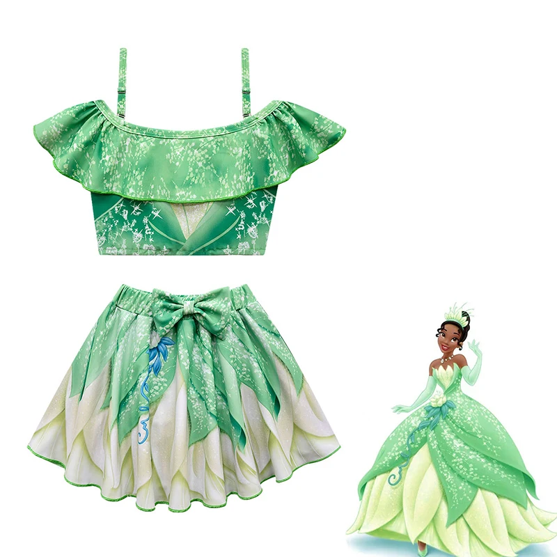Disney Kids Girls The Princess and Frog Cosplay Costume Tianna Ruffles Off Shoulder Tops+High Waist Skirts Clothes Set Swimwear 
Disney Kids Girls The Princess and Frog Cosplay Costume Tianna Ruffles Off Shoulder Tops+High Waist Skirts Clothes Set Swimwear