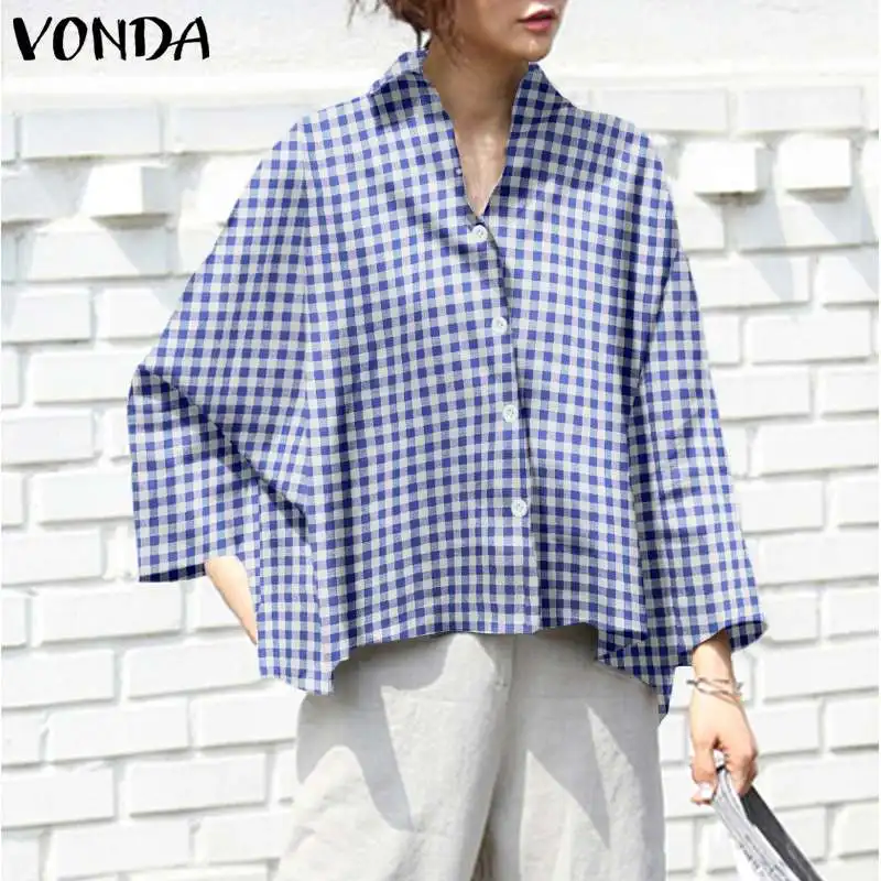 VONDA Vintage Women Shirts 2022 Autumn Long Sleeve Plaid Stylish Blouse Casual Lapel Button Up Elegant Baggy Casual Tunic Tops
VONDA Vintage Women Shirts 2022 Autumn Long Sleeve Plaid Stylish Blouse Casual Lapel Button Up Elegant Baggy Casual Tunic Tops