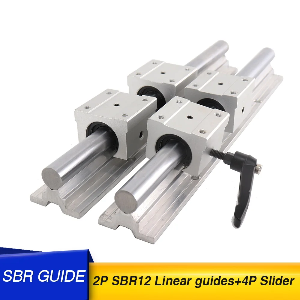 

2pcs SBR12 Optical axis guide 1100 1200 1300 1500mm Fully Supported Linear Rail Slide Shaft Rod With 4Pcs SBR12UU Bearing Block