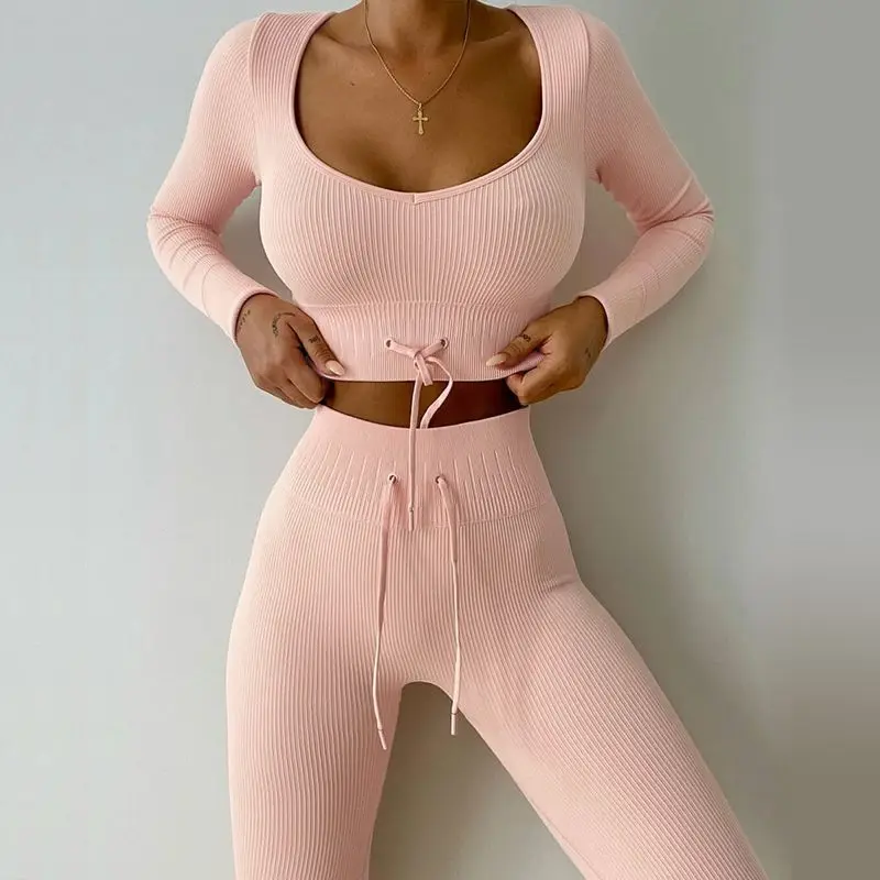 Sexy Outfits For Woman Tracksuits 2022 Autumn Winter Seamless Knitted Long-Sleeved Sports Fitness Wear Outdoor Strap Yoga Suits
Sexy Outfits For Woman Tracksuits 2022 Autumn Winter Seamless Knitted Long-Sleeved Sports Fitness Wear Outdoor Strap Yoga Suits