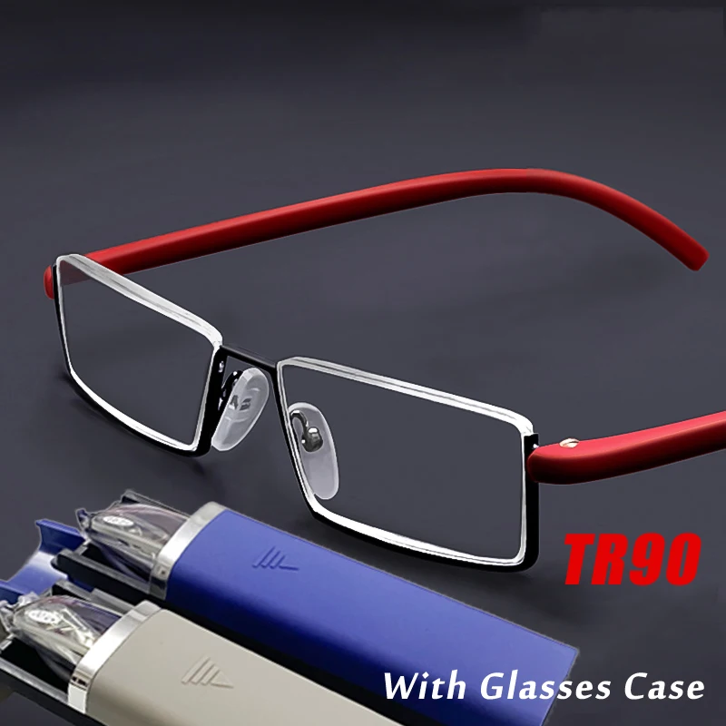 TR90 Metal Anti-Blue Light Reading Glasses Unisex Half Frame Prescription Eyeglasses Men Eyewear With Case Diopter +1 to +4
TR90 Metal Anti-Blue Light Reading Glasses Unisex Half Frame Prescription Eyeglasses Men Eyewear With Case Diopter +1 to +4