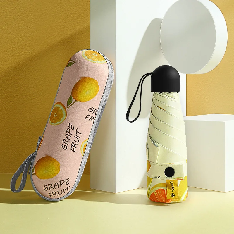 Fruit Capsule Umbrella Female Sun Protection UV Protection Folding Rainy Umbrella Pocket Mini Five-folding Umbrella Paraguas
Fruit Capsule Umbrella Female Sun Protection UV Protection Folding Rainy Umbrella Pocket Mini Five-folding Umbrella Paraguas