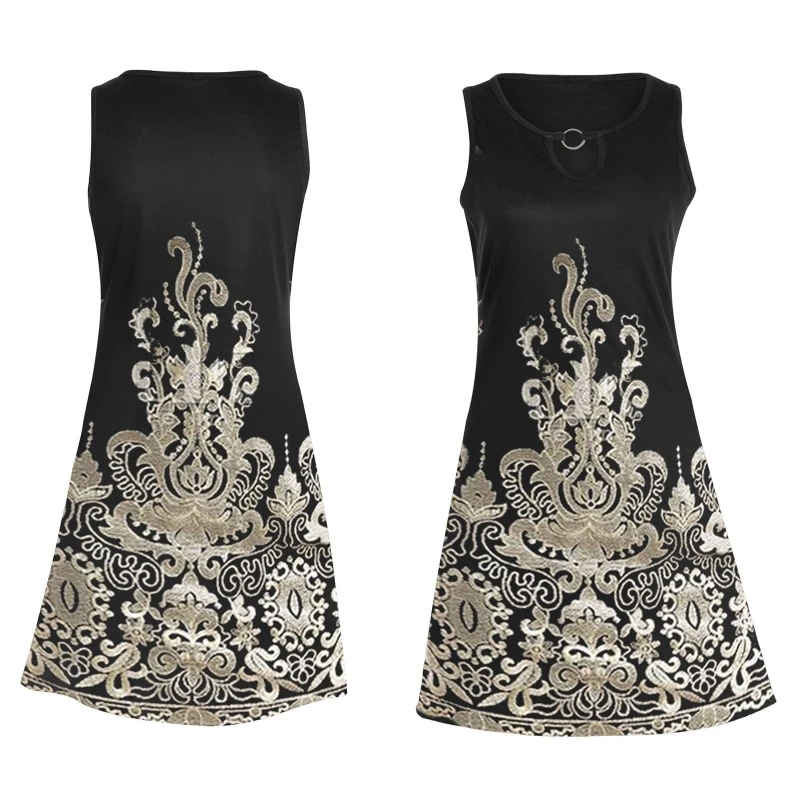 MXMA Women Geometric Floral Print Sleeveless Keyhole O-Ring A-Line Midi Tank Dress
MXMA Women Geometric Floral Print Sleeveless Keyhole O-Ring A-Line Midi Tank Dress