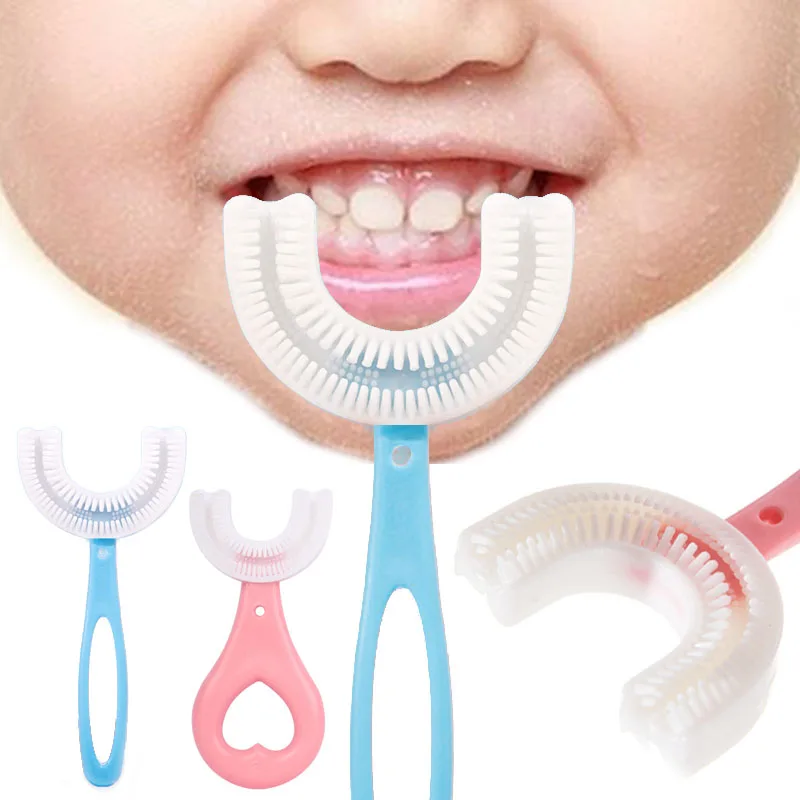 

Silicone Babies U-shape Toothbrush 360° U-shaped Child Toothbrush Teethers Children Toothbrush Toddlers Oral Care Cleaning Brush