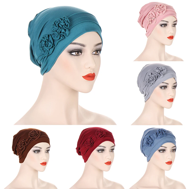 

Women Flower Muslim hijab ramadan Islamic Underscarf Head Cover Inner Hijab Caps Muslim Headscarf Bonnet Turban Hat Hijabs