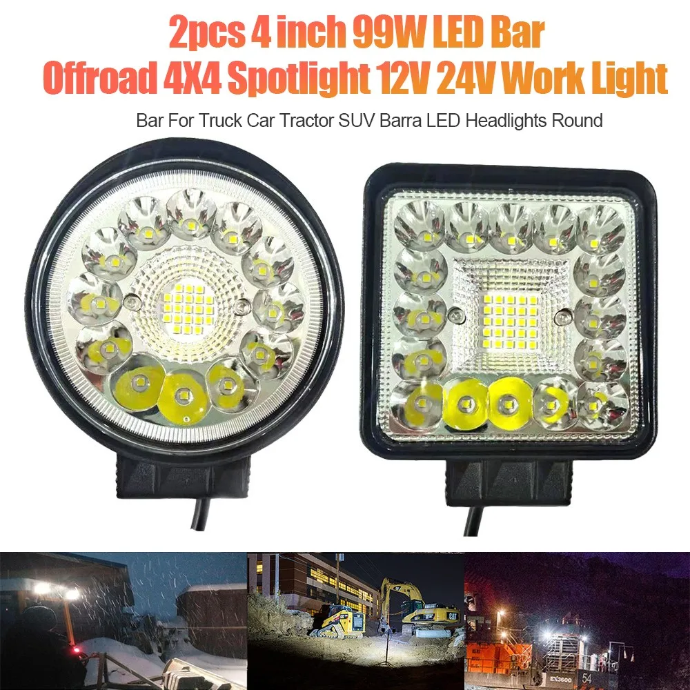 4 inch 99W LED Bar Offroad 4X4 Spotlight 12V 24V Work Light Bar For Truck Car Tractor SUV Barra LED Headlights Round 
4 inch 99W LED Bar Offroad 4X4 Spotlight 12V 24V Work Light Bar For Truck Car Tractor SUV Barra LED Headlights Round
