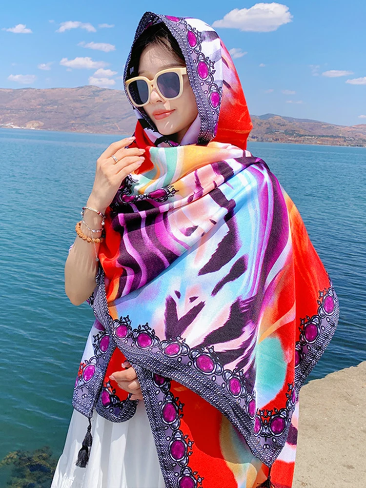 

New Summer Chiffon Hijab Elegant Women Silk Scarf Travel Print Mujer Shawl Bandana Sarong Beach Wrap Scarve Pareo Bufanda Stoles