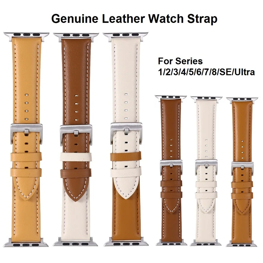 Smooth Genuine Leather Watch Strap for Apple Watch Ultra 49mm Series 8/7/6/5/4/3/2/1/SE 45mm 44mm 41mm 40mm 42mm 38mm Wristband
Smooth Genuine Leather Watch Strap for Apple Watch Ultra 49mm Series 8/7/6/5/4/3/2/1/SE 45mm 44mm 41mm 40mm 42mm 38mm Wristband