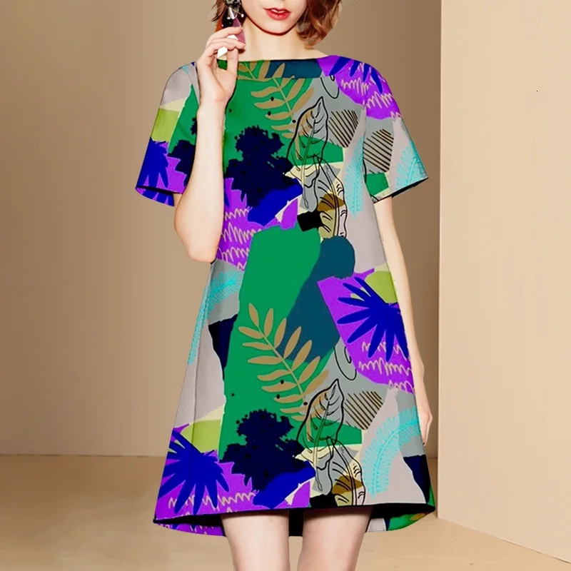 Summer Dress New Mid-waist Self-cultivation Floral Niche Fashion Temperament Print Short-sleeved Over-the-knee Mini Drsee Loose
Summer Dress New Mid-waist Self-cultivation Floral Niche Fashion Temperament Print Short-sleeved Over-the-knee Mini Drsee Loose