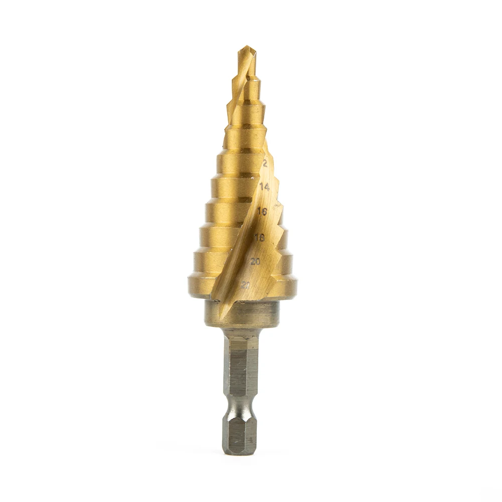 Titanium Coated Step Drill Bit Drill Bit Gold HSS Spiral Fluted Step Cone Wood 4-22mm Accessories High Quality
Titanium Coated Step Drill Bit Drill Bit Gold HSS Spiral Fluted Step Cone Wood 4-22mm Accessories High Quality