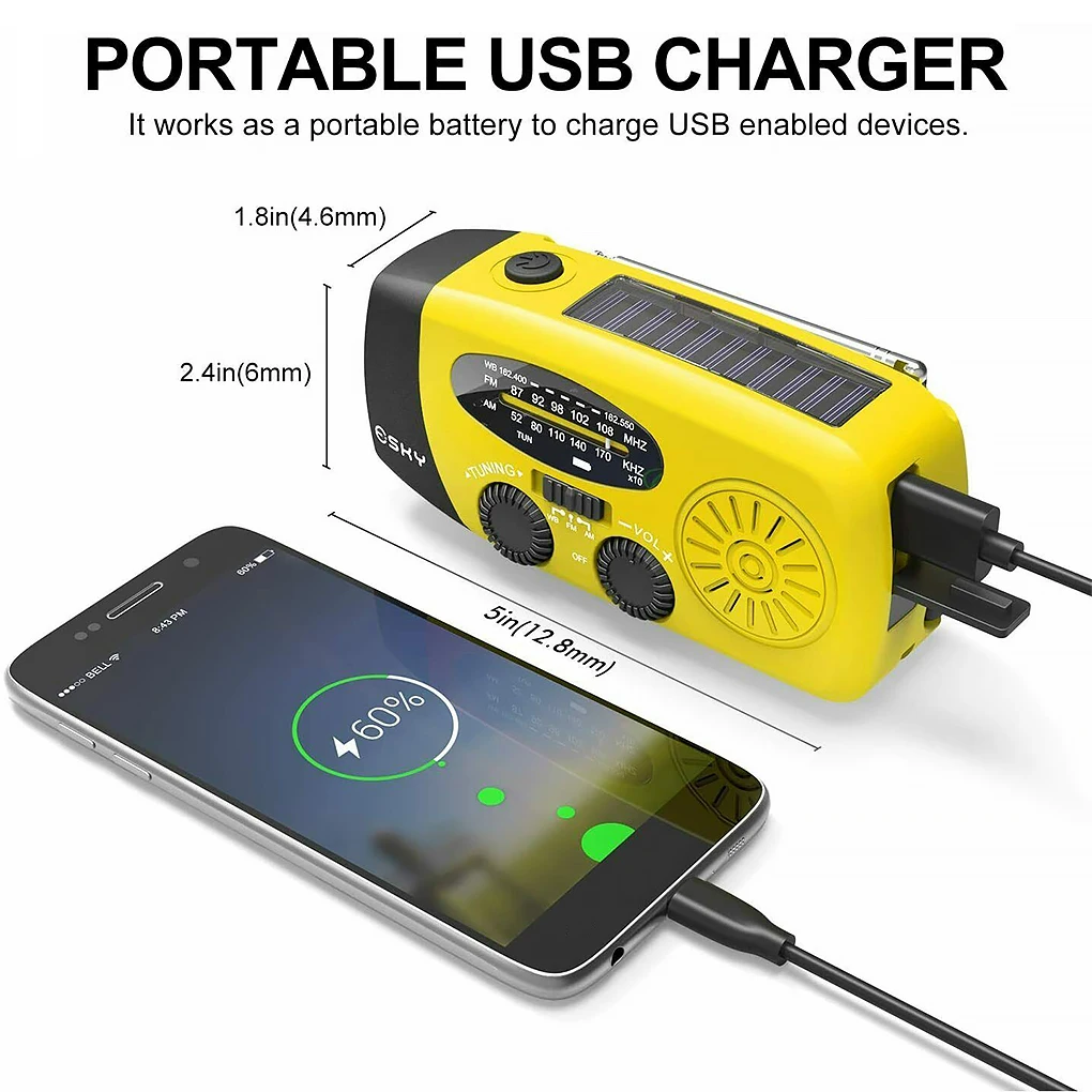 Radio AM WB Solar Outdoor LED Flashlight Travel Portable Multifunctional Power Bank Mobile Phone Charger Yellow
Radio AM WB Solar Outdoor LED Flashlight Travel Portable Multifunctional Power Bank Mobile Phone Charger Yellow