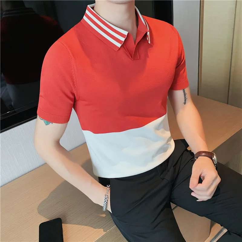 Contrast Color Men Short Sleeve Polos T-shirt Patchwork Slim Fit Knitted Top Quality Mens Clothing Designer Camisa Summer 2022
Contrast Color Men Short Sleeve Polos T-shirt Patchwork Slim Fit Knitted Top Quality Mens Clothing Designer Camisa Summer 2022