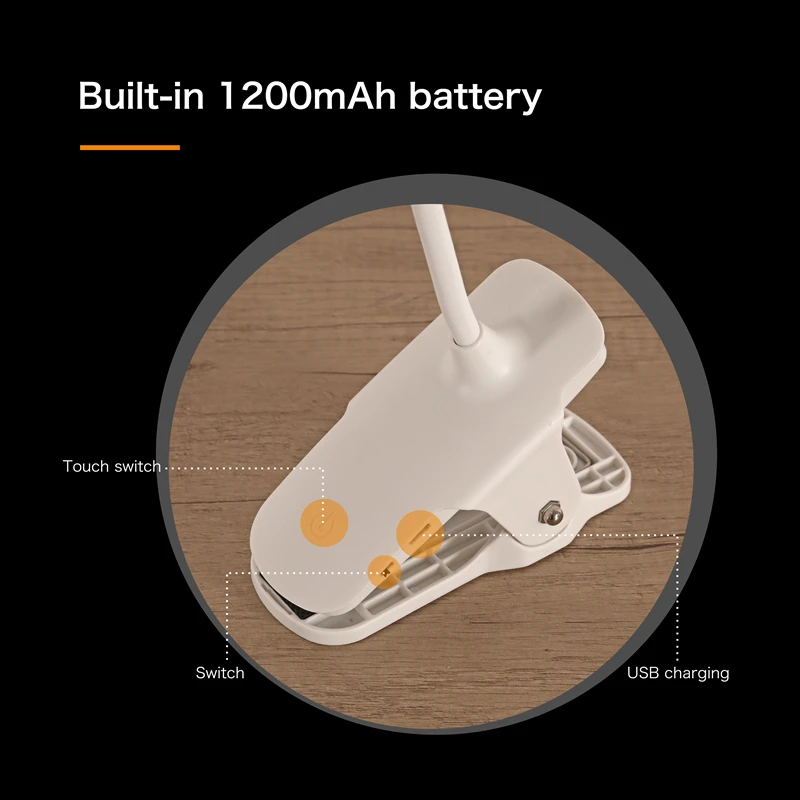 Светодиодный зажим Настольная лампа Гибкая гусиная шея складной сенсорный