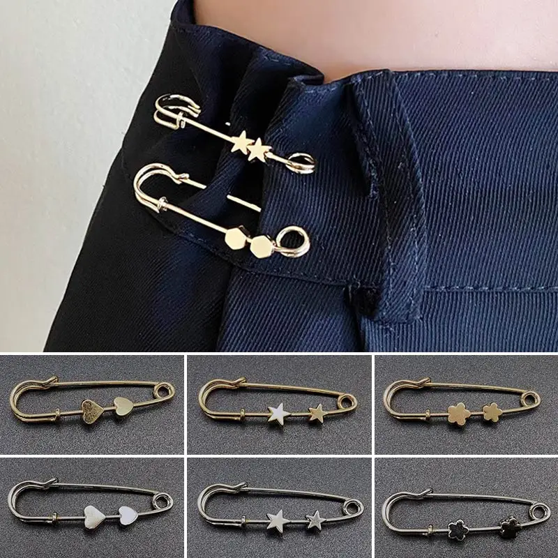 2Pcs Simple Waist Pins Adjustment Brooch Heart Star Fixed Clothes Trousers Shrink Waist Pins Buckle Women New Accessory Hot Sale
2Pcs Simple Waist Pins Adjustment Brooch Heart Star Fixed Clothes Trousers Shrink Waist Pins Buckle Women New Accessory Hot Sale