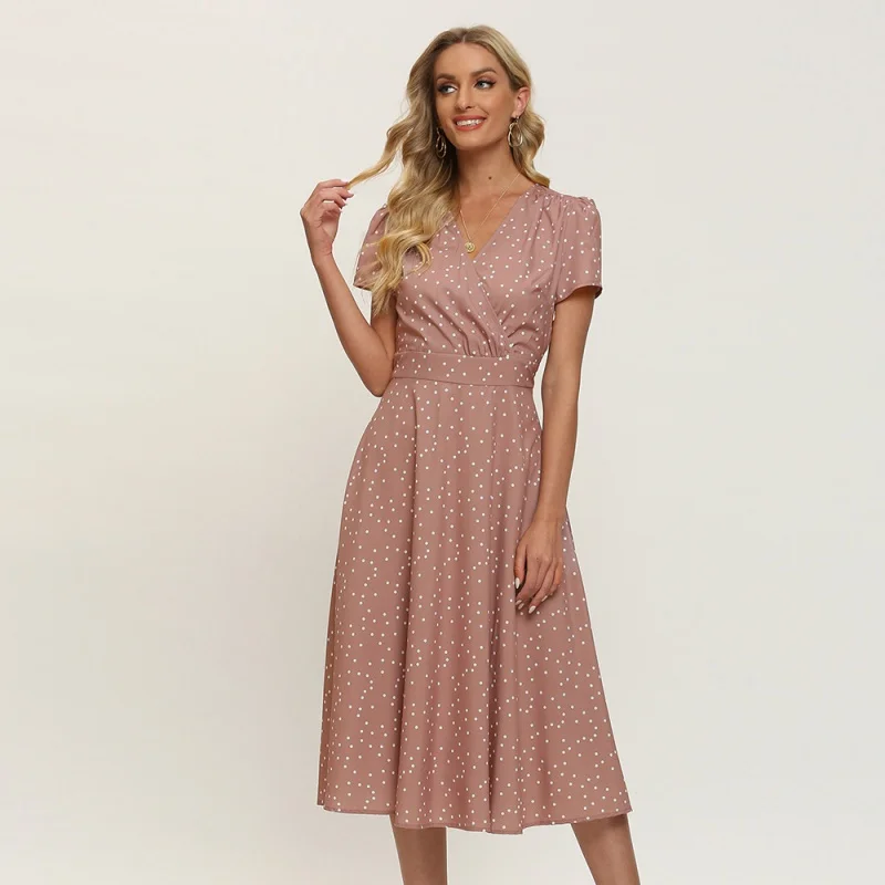 2022Summer New European and American Women's ClothingVCollar Slim-Fit Short-Sleeved Boho Dress
2022Summer New European and American Women's ClothingVCollar Slim-Fit Short-Sleeved Boho Dress