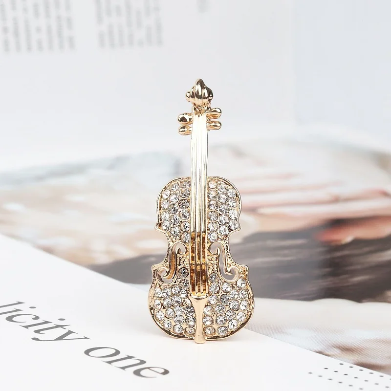 

Fashion Women Violin Brooches Pins Punk Personality Brooches Crystal Rhinestone Pin Jewelry Accessories Brooch