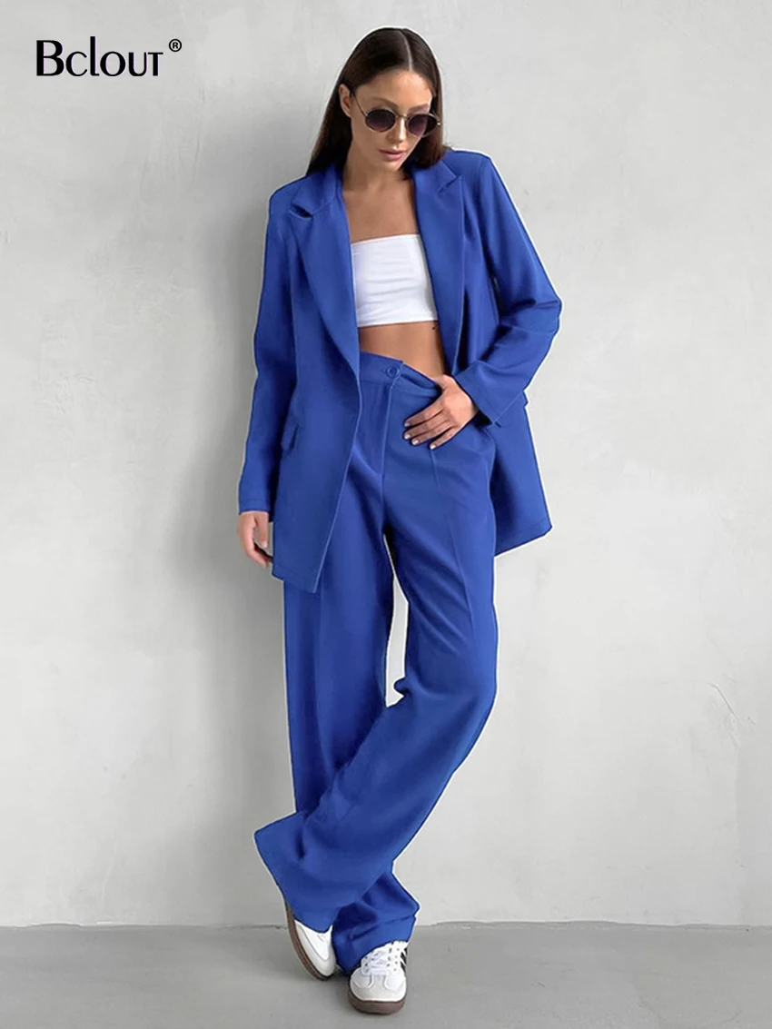 Bclout элегантные синие прямые брюки, женские комплекты из 2 предметов, модные однотонные брюки с надрезом, Осенние плиссированные длинные брюки, костюмы 2023
Bclout элегантные синие прямые брюки, женские комплекты из 2 предметов, модные однотонные брюки с надрезом, Осенние плиссированные длинные брюки, костюмы 2023