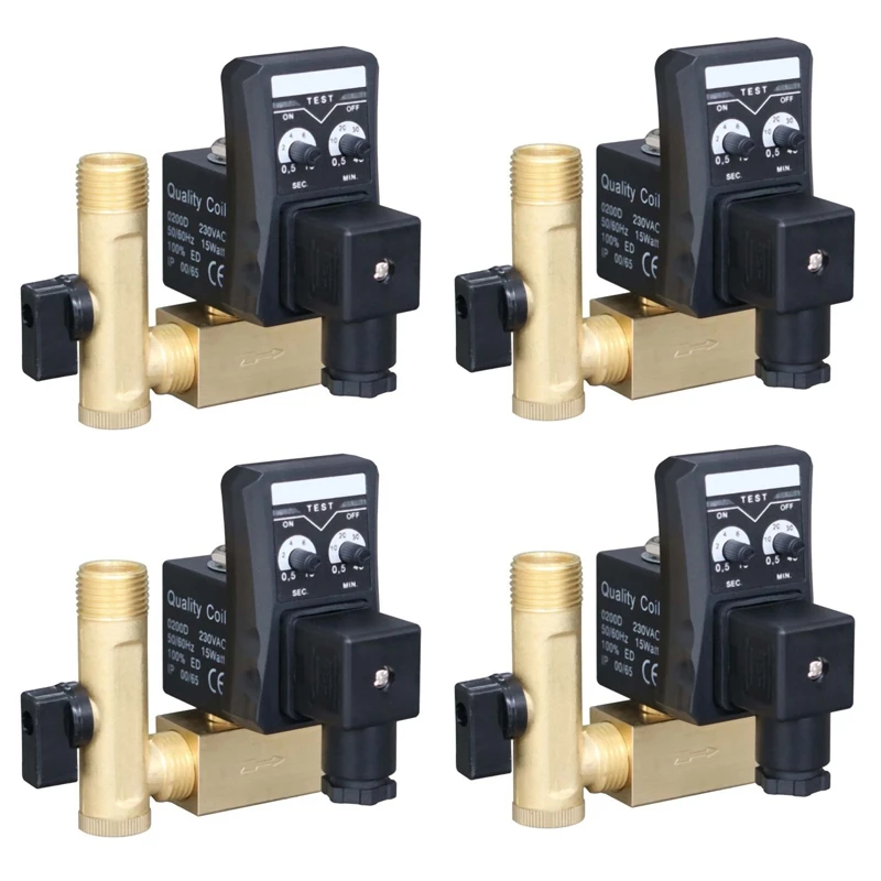 4Pcs 1/2 Inch Dn15 Electric Timer Auto Water Valve Solenoid Electronic Drain Valve For Air Compressor Condensate
4Pcs 1/2 Inch Dn15 Electric Timer Auto Water Valve Solenoid Electronic Drain Valve For Air Compressor Condensate